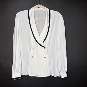 Vintage Lloyd Williams White Double Breasted Blouse Size 10